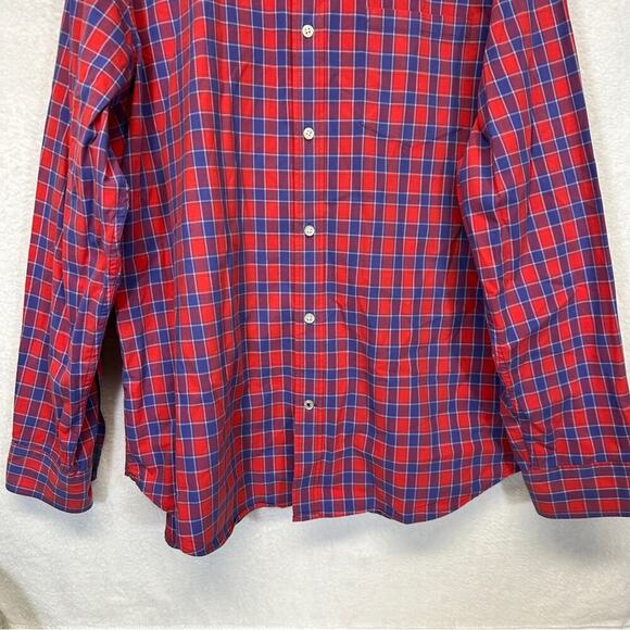 Banana‎ Republic Camden Fit Red & Purple Plaid Print Long Sleeve Button Down XL - Picture 3 of 8